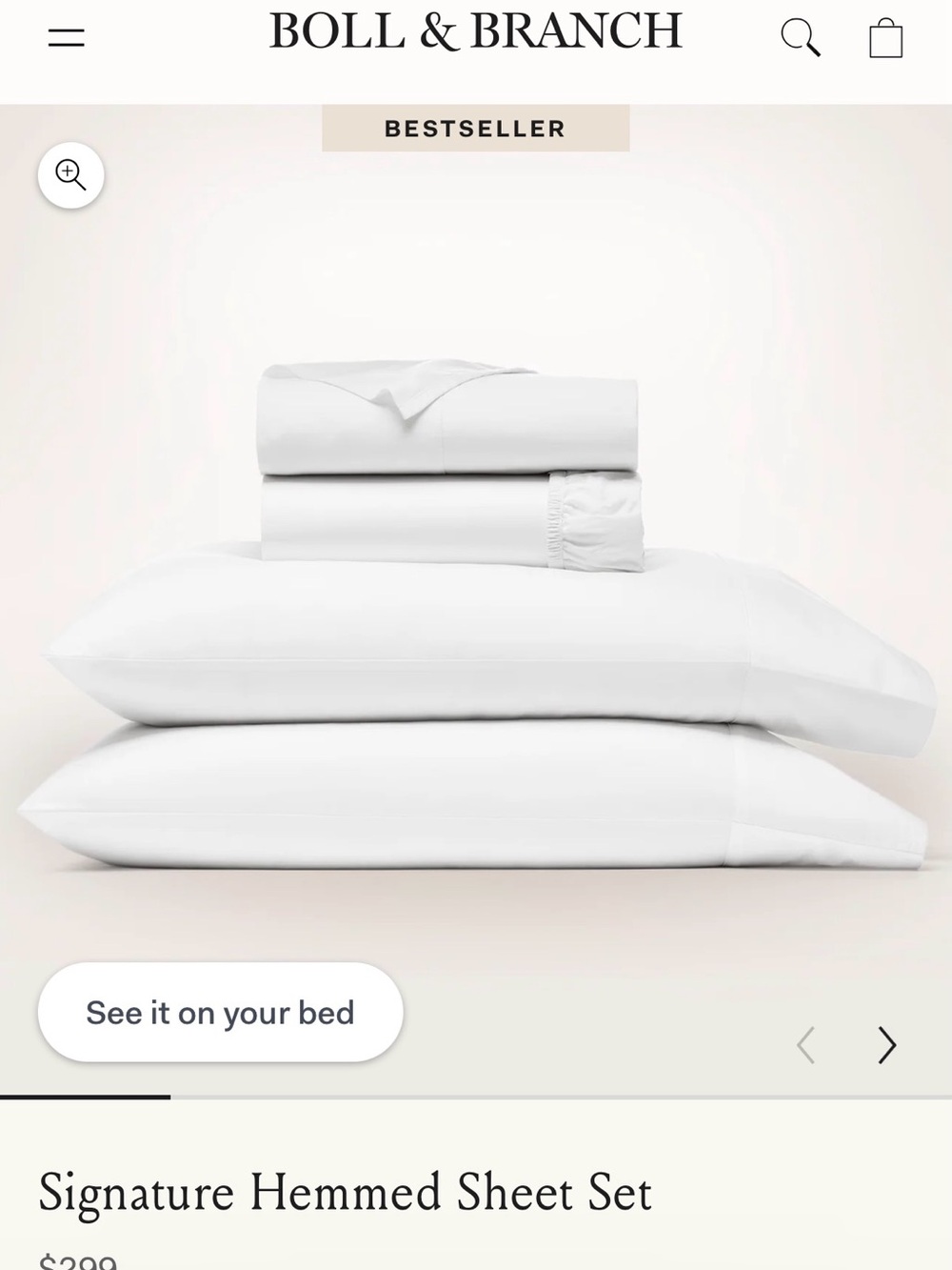 Boll & Branch Signature Hemmed Sheet Set — White King NWT